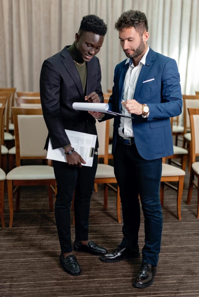 Professional event management team coordinating a corporate event in Berlin