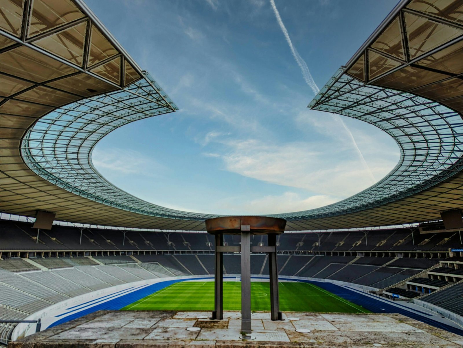 Interior view of the Olympic Stadium in Berlin, showcasing its impressive architecture.
